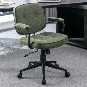 Modern Swivel Office Desk Chair with Armrest, Comfy Height Adjustable Computer Chair with Wheels, Mid Back Tufted Button Desk Chair for Home Office, PU Green, 1pc Modern Swivel Office Desk Chair with Armrest, Comfy Height Adjustable Computer Chair with Wheels, Mid Back Tufted Button Desk Chair for Home Office, PU Green, 1pc