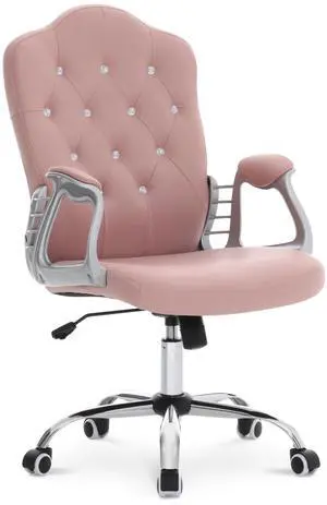 Adjustable Home Office Chair, Makeup Vanity Lumbar Support Work Chair, Cute Swivel Rolling Nail Station, Ergonomic with Armrest, Computer Task Armchair with Metal Base 3535 (Pink) Adjustable Home Office Chair, Makeup Vanity Lumbar Support Work Chair, Cute Swivel Rolling Nail Station, Ergonomic with Armrest, Computer Task Armchair with Metal Base 3535 (Pink)
