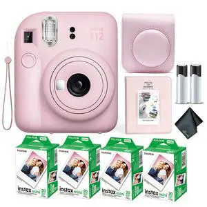 Instax Mini 12 Instant Camera Blossom Pink Bundle with Fuji Instax Mini Film Value Pack (80 Sheets) + Protective Carrying Case + Photo Album + Microfiber Cleaning Cloth Instax Mini 12 Instant Camera Blossom Pink Bundle with Fuji Instax Mini Film Value Pack (80 Sheets) + Protective Carrying Case + Photo Album + Microfiber Cleaning Cloth