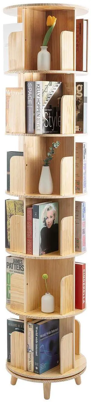 6 Tier Wood Rotating Bookshelf 360 Degree Display Floor Standing Bookcase Storage Rack for Adults Multi-Functional Book Shelves Organizer for Study Room Living Room Home 6 Tier Wood Rotating Bookshelf 360 Degree Display Floor Standing Bookcase Storage Rack for Adults Multi-Functional Book Shelves Organizer for Study Room Living Room Home