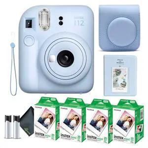 Instax Mini 12 Instant Camera Pastel Blue Bundle with Fuji Instax Mini Film Value Pack (80 Sheets) + Protective Carrying Case + Photo Album + Microfiber Cleaning Cloth Instax Mini 12 Instant Camera Pastel Blue Bundle with Fuji Instax Mini Film Value Pack (80 Sheets) + Protective Carrying Case + Photo Album + Microfiber Cleaning Cloth