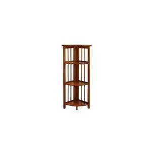 Natural Beauty 4-Shelf Corner Folding Bookcase, Office, Living Room, Bedroom, Library, Study Room, 38.75" D x 12.5" W x 12.5" H, Sturdy Shelved Bookcase, Corner Bookcase Honey Oak Natural Beauty 4-Shelf Corner Folding Bookcase, Office, Living Room, Bedroom, Library, Study Room, 38.75" D x 12.5" W x 12.5" H, Sturdy Shelved Bookcase, Corner Bookcase Honey Oak