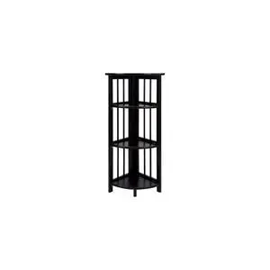 Natural Beauty 4-Shelf Corner Folding Bookcase, Office, Living Room, Bedroom, Library, Study Room, 38.75" D x 12.5" W x 12.5" H, Sturdy Shelved Bookcase, Corner Bookcase Black Natural Beauty 4-Shelf Corner Folding Bookcase, Office, Living Room, Bedroom, Library, Study Room, 38.75" D x 12.5" W x 12.5" H, Sturdy Shelved Bookcase, Corner Bookcase Black