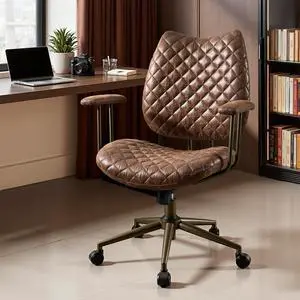 Home Office Chair Ergonomic Mid-Century Modern Faux Suede Leather Chairs, Comfy Deep Seat Adjustable Height Rolling Swivel Executive Computer Task Armchair, Dark Brown Home Office Chair Ergonomic Mid-Century Modern Faux Suede Leather Chairs, Comfy Deep Seat Adjustable Height Rolling Swivel Executive Computer Task Armchair, Dark Brown