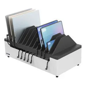 Line Leader 12-Device Open Charging Station | Compact Desktop Charger for Laptops, Tablets, & Chromebooks | Space-Saving Design with Adjustable Dividers & UL Safety-Certified Power Strip Line Leader 12-Device Open Charging Station | Compact Desktop Charger for Laptops, Tablets, & Chromebooks | Space-Saving Design with Adjustable Dividers & UL Safety-Certified Power Strip
