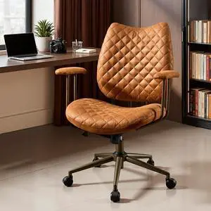 Home Office Chair Ergonomic Mid-Century Modern Faux Suede Leather Chairs, Comfy Deep Seat Adjustable Height Rolling Swivel Executive Computer Task Armchair, Brown Home Office Chair Ergonomic Mid-Century Modern Faux Suede Leather Chairs, Comfy Deep Seat Adjustable Height Rolling Swivel Executive Computer Task Armchair, Brown