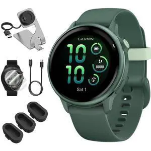 vivoactive 6, Health and Fitness GPS Smartwatch, AMOLED Display, Up to 11 Days of Battery, Jasper Green with Silicone Band, 010-02985-02 - Bundle w/Deco Essentials Dock & USB-C Charger vivoactive 6, Health and Fitness GPS Smartwatch, AMOLED Display, Up to 11 Days of Battery, Jasper Green with Silicone Band, 010-02985-02 - Bundle w/Deco Essentials Dock & USB-C Charger