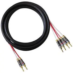 Canare 4S11 Speaker Cable, with Ultrasonically-Welded Bi-Wire Terminations (One Cable - for one Speaker); Assembled in The USA (30 Foot, Black, Two Bananas to Four Bananas) Canare 4S11 Speaker Cable, with Ultrasonically-Welded Bi-Wire Terminations (One Cable - for one Speaker); Assembled in The USA (30 Foot, Black, Two Bananas to Four Bananas)