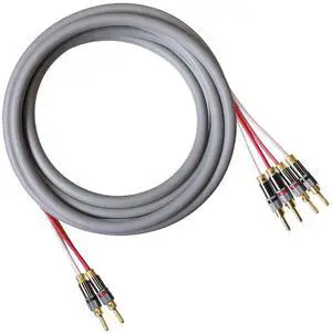 Canare 4S11 Speaker Cable, with Ultrasonically-Welded Bi-Wire Terminations (One Cable - for one Speaker); Assembled in The USA (30 Foot, Grey, Two Bananas to Four Bananas) Canare 4S11 Speaker Cable, with Ultrasonically-Welded Bi-Wire Terminations (One Cable - for one Speaker); Assembled in The USA (30 Foot, Grey, Two Bananas to Four Bananas)