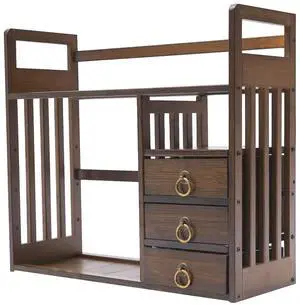 Wood Desktop Bookshelf Bamboo Bookshelf Organizer Desk Rack Storage Shelves w/3 Drawers Office for Top of Desk, Desk Hutch Desktop Book Shelf Home Office Bedroom Sturdy, Brow Wood Desktop Bookshelf Bamboo Bookshelf Organizer Desk Rack Storage Shelves w/3 Drawers Office for Top of Desk, Desk Hutch Desktop Book Shelf Home Office Bedroom Sturdy, Brow