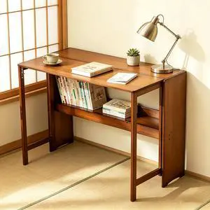 Bamboo Folding Desk, Laptop Desk Writing Desk with Storage Shelf Vanity Table Small Computer Table Space Saving Workstation for Home Office Bamboo Folding Desk, Laptop Desk Writing Desk with Storage Shelf Vanity Table Small Computer Table Space Saving Workstation for Home Office