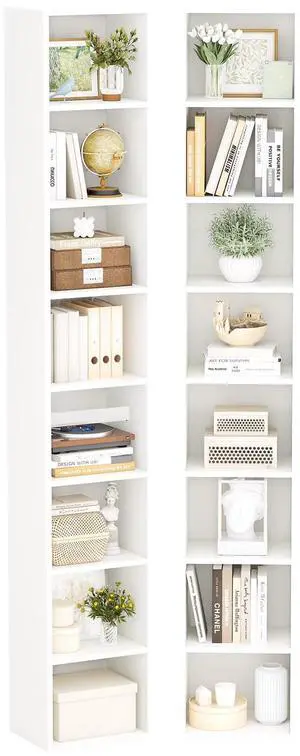 Bookcase Set of 2,Floor Standing 8 Tier High Bookshelf, Display Storage Rack, Home Decorative Furniture, Suitable for Home Offices, Living Rooms,White (White, 8-Tier-2-Pack) Bookcase Set of 2,Floor Standing 8 Tier High Bookshelf, Display Storage Rack, Home Decorative Furniture, Suitable for Home Offices, Living Rooms,White (White, 8-Tier-2-Pack)