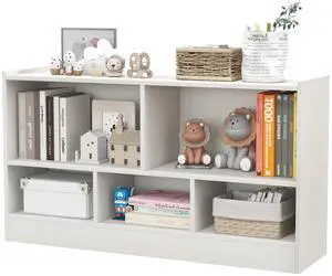 5-Cube Bookcase, 2-Tier Open Display Bookshelf w/Storage, Wooden Cube Storage Organizer for Classroom, Daycare, Living Room, Bedroom, Playroom, Home, Office, 12D x 44W x 24H 5-Cube Bookcase, 2-Tier Open Display Bookshelf w/Storage, Wooden Cube Storage Organizer for Classroom, Daycare, Living Room, Bedroom, Playroom, Home, Office, 12D x 44W x 24H