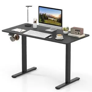 48" x 24" Electric Standing Desk, Ergonomic Height Adjustable Sit to Stand Desk with LED Display & 2 Memory Height Settings, Headphone Hook, Home Office Desk (Black) 48" x 24" Electric Standing Desk, Ergonomic Height Adjustable Sit to Stand Desk with LED Display & 2 Memory Height Settings, Headphone Hook, Home Office Desk (Black)