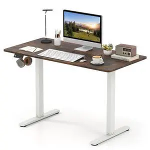 48" x 24" Electric Standing Desk, Ergonomic Height Adjustable Sit to Stand Desk with LED Display & 2 Memory Height Settings, Headphone Hook, Home Office Desk (Rustic Brown & White) 48" x 24" Electric Standing Desk, Ergonomic Height Adjustable Sit to Stand Desk with LED Display & 2 Memory Height Settings, Headphone Hook, Home Office Desk (Rustic Brown & White)