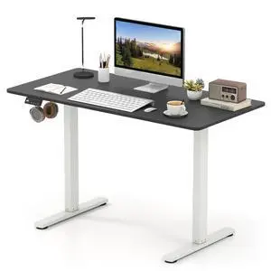 48" x 24" Electric Standing Desk, Ergonomic Height Adjustable Sit to Stand Desk with LED Display & 2 Memory Height Settings, Headphone Hook, Home Office Desk (Black & White) 48" x 24" Electric Standing Desk, Ergonomic Height Adjustable Sit to Stand Desk with LED Display & 2 Memory Height Settings, Headphone Hook, Home Office Desk (Black & White)