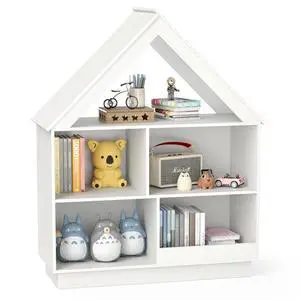 Toy Storage Organizer, 5-Cubby Wooden Dollhouse Bookcase Cabinet, Toddler Book Shelf, Children Toy Storage Display Chest, Kids Bookshelf for Playroom, Classroom, Nursery, Daycare (White) Toy Storage Organizer, 5-Cubby Wooden Dollhouse Bookcase Cabinet, Toddler Book Shelf, Children Toy Storage Display Chest, Kids Bookshelf for Playroom, Classroom, Nursery, Daycare (White)