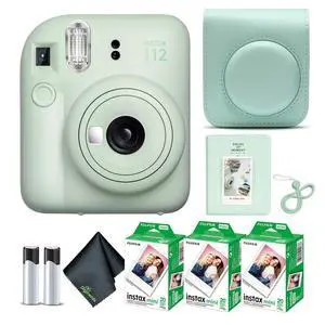 Instax Mini 12 Instant Camera Mint Green Bundle with Fuji Instax Mini Film Value Pack (60 Sheets) + Protective Carrying Case + Photo Album + Microfiber Cleaning Cloth Instax Mini 12 Instant Camera Mint Green Bundle with Fuji Instax Mini Film Value Pack (60 Sheets) + Protective Carrying Case + Photo Album + Microfiber Cleaning Cloth