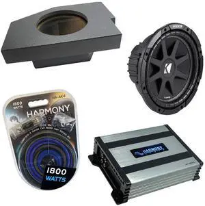 Kicker Bundle Compatible with 2002-2018 Dodge Ram Quad/Crew Truck 43C104 Comp C10 Single 10" Loaded Sub Box Enclosure with HA-A400.1 Amplifier Kicker Bundle Compatible with 2002-2018 Dodge Ram Quad/Crew Truck 43C104 Comp C10 Single 10" Loaded Sub Box Enclosure with HA-A400.1 Amplifier