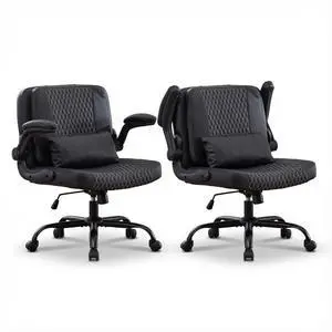 Criss Cross Chair with Flip Backrest, Desk Chair with Flip Up Arms, Ergonomic Cross Legged Office Chair with Wheels, Adjustable Height Swivel Vanity Chair, PU Leather 2PCS, Black Criss Cross Chair with Flip Backrest, Desk Chair with Flip Up Arms, Ergonomic Cross Legged Office Chair with Wheels, Adjustable Height Swivel Vanity Chair, PU Leather 2PCS, Black