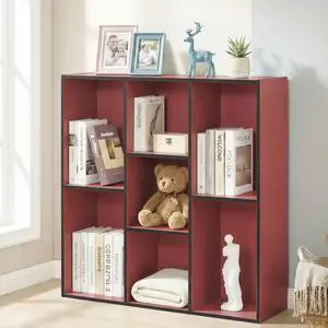 Haven 7-Shelf Tall Bookshelf, Floor Standing Modern Bookcase Storage Organizer with Vertical Open Shelves for Home Office, Living Room & Bedroom Display, Red Haven 7-Shelf Tall Bookshelf, Floor Standing Modern Bookcase Storage Organizer with Vertical Open Shelves for Home Office, Living Room & Bedroom Display, Red
