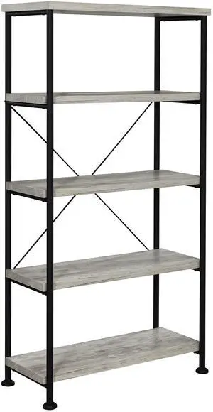 Coaster Home Furnishings Analiese Rustic Industrial 4-Tier Bookcase Etagere Bookshelf Office Storage Book Shelf Engineered Eco-Friendly Wood Look Laminate Sturdy Black Steel Base Grey Driftwood 801546 Coaster Home Furnishings Analiese Rustic Industrial 4-Tier Bookcase Etagere Bookshelf Office Storage Book Shelf Engineered Eco-Friendly Wood Look Laminate Sturdy Black Steel Base Grey Driftwood 801546