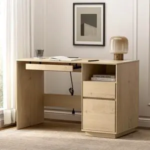 47" Executive Desk with File Drawer, Farmhouse Computer Desk with Charging Station and Open Storage Compartment Wooden Home Office Desk for Writing Study Working, Light Oak 47" Executive Desk with File Drawer, Farmhouse Computer Desk with Charging Station and Open Storage Compartment Wooden Home Office Desk for Writing Study Working, Light Oak