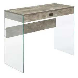 SoHo 1 Drawer Glass 36 inch Desk, Faux Birch/Glass SoHo 1 Drawer Glass 36 inch Desk, Faux Birch/Glass