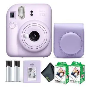 Instax Mini 12 Instant Camera Lilac Purple Bundle with Fuji Instax Mini Film Value Pack (40 Sheets) + Protective Carrying Case + Photo Album + Microfiber Cleaning Cloth Instax Mini 12 Instant Camera Lilac Purple Bundle with Fuji Instax Mini Film Value Pack (40 Sheets) + Protective Carrying Case + Photo Album + Microfiber Cleaning Cloth