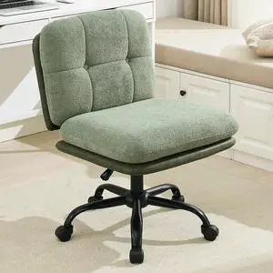 Armless Office Desk Chair with Wheels Wide Seat, Adjustable Height Swivel Comfy Criss Cross Chair for Home, Office, Make Up, Bed Room, Green Armless Office Desk Chair with Wheels Wide Seat, Adjustable Height Swivel Comfy Criss Cross Chair for Home, Office, Make Up, Bed Room, Green