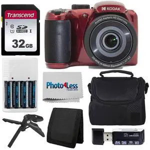 Kodak PIXPRO AZ255 Digital Camera (Red) Bundle + 32GB Memory Card + Accessories Kodak PIXPRO AZ255 Digital Camera (Red) Bundle + 32GB Memory Card + Accessories
