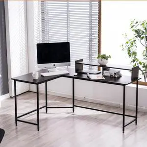 L Shaped Desk, 62.2" Modern Corner Computer Desk with Monitor Stand for Small Spaces Living Room Home Office Bedroom 6404 (Dark Brown) L Shaped Desk, 62.2" Modern Corner Computer Desk with Monitor Stand for Small Spaces Living Room Home Office Bedroom 6404 (Dark Brown)