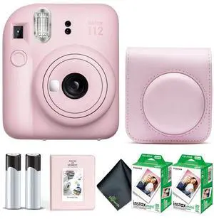 Instax Mini 12 Instant Camera Blossom Pink Bundle with Fuji Instax Mini Film Value Pack (40 Sheets) + Protective Carrying Case + Photo Album + Microfiber Cleaning Cloth Instax Mini 12 Instant Camera Blossom Pink Bundle with Fuji Instax Mini Film Value Pack (40 Sheets) + Protective Carrying Case + Photo Album + Microfiber Cleaning Cloth