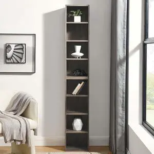 Tall Narrow Bookshelf for Bedroom, Small Bookshelf for Small Spaces, 4/8 Open Bookshelves and Bookcases for Classroom, Media Storage&Small Display Cabinet for Living Room, Office, Adjustable (Gray) Tall Narrow Bookshelf for Bedroom, Small Bookshelf for Small Spaces, 4/8 Open Bookshelves and Bookcases for Classroom, Media Storage&Small Display Cabinet for Living Room, Office, Adjustable (Gray)