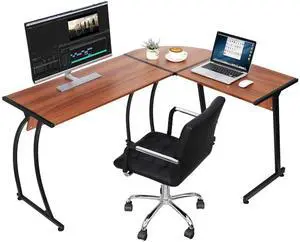 58'' L-Shaped Gaming Desk Computer Corner Desk Reversible Table Home Office Desk PC Workstation Study Writing Desk Wood & Steel 58'' L-Shaped Gaming Desk Computer Corner Desk Reversible Table Home Office Desk PC Workstation Study Writing Desk Wood & Steel