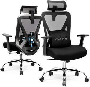 Office Chair Ergonomic Big and Tall Gaming Chair 350 LBS with 3D Adaptive Lumbar Support & Headrest, High Back Swivel Mesh Desk Chair Comfy for for Long Hours Work, ErgoFlex-P26, Black Office Chair Ergonomic Big and Tall Gaming Chair 350 LBS with 3D Adaptive Lumbar Support & Headrest, High Back Swivel Mesh Desk Chair Comfy for for Long Hours Work, ErgoFlex-P26, Black