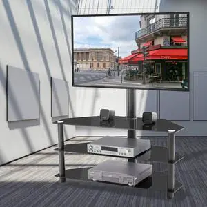 Swivel Floor TV Stand Height Adjustable Bracket Entertainment Stand for 32 to 65 Flat or Curved Screen Multi-Function Universal TV Stand (Black-1002) Swivel Floor TV Stand Height Adjustable Bracket Entertainment Stand for 32 to 65 Flat or Curved Screen Multi-Function Universal TV Stand (Black-1002)