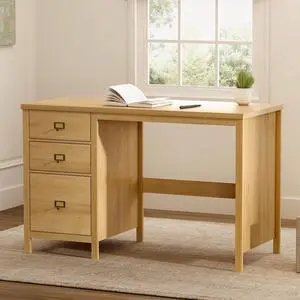 Modern Office Desk with Drawers, Executive Wood Home Office Desk with File Drawer, Farmhouse Computer Writing Desk for Working, Natural Oak Modern Office Desk with Drawers, Executive Wood Home Office Desk with File Drawer, Farmhouse Computer Writing Desk for Working, Natural Oak