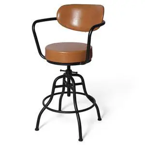 Industrial Office Chair, Vintage Mobile Bar Stool with Backrest and Casters, 21.7-25.6inch Height Adjustable, for Home Office Industrial Office Chair, Vintage Mobile Bar Stool with Backrest and Casters, 21.7-25.6inch Height Adjustable, for Home Office