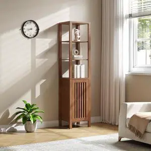 6-Tier Brown Farmhouse Bookshelf with Storage Cabinet & Adjustable Shelf, Rustic Bookcase Home Office Furniture, Organizer for Living Room, Bedroom 6-Tier Brown Farmhouse Bookshelf with Storage Cabinet & Adjustable Shelf, Rustic Bookcase Home Office Furniture, Organizer for Living Room, Bedroom