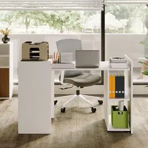 Folding Office Table Extension Table, 50" Multi-Functional Home Office Desk, 10" Storage Cabinetwith 3-Tier Shelves & Wheels for Gaming, Work, Study, Bedroom, Home, Office, Kitchen Room Folding Office Table Extension Table, 50" Multi-Functional Home Office Desk, 10" Storage Cabinetwith 3-Tier Shelves & Wheels for Gaming, Work, Study, Bedroom, Home, Office, Kitchen Room