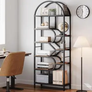 Bookshelf 6 Tier Arched Bookcase 81.7in Tall Display Racks Geometric Open Storage Shelf Unique Book Rack Metal Frame Large Modern Book Shelf for Bedroom, Living Room, Home Office Bookshelf 6 Tier Arched Bookcase 81.7in Tall Display Racks Geometric Open Storage Shelf Unique Book Rack Metal Frame Large Modern Book Shelf for Bedroom, Living Room, Home Office