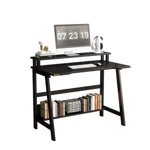 31.5 Inch Small Desk, Small Computer Desk for Small Spaces, Modern Writing Table with Monitor Storage Shelf, Compact Laptop Desk for Home Office and Study, Black 31.5 Inch Small Desk, Small Computer Desk for Small Spaces, Modern Writing Table with Monitor Storage Shelf, Compact Laptop Desk for Home Office and Study, Black