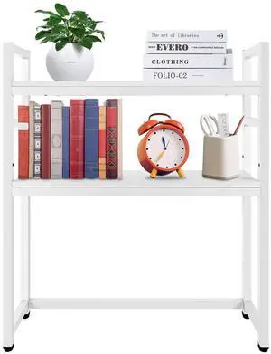 Computer Desktop Bookcase, 2-Tier Desk Hutch, Multipurpose Countertop Storage Hutch, Adjustable Wood Rack Organizer for Home Dorm Office Supplies Computer Desktop Bookcase, 2-Tier Desk Hutch, Multipurpose Countertop Storage Hutch, Adjustable Wood Rack Organizer for Home Dorm Office Supplies