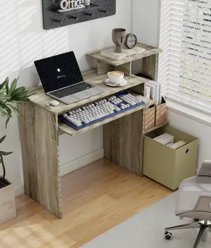 Computer Desk with Storage, Working Table with Keyboard Drawer for Bedroom Home Workstation for Writing Working Studying Computer Desk with Storage, Working Table with Keyboard Drawer for Bedroom Home Workstation for Writing Working Studying