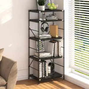 Open Display Shelves, Wood Storage Shelving, Unit Metal Frame Standing Bookshelves, Tall Book Shelf, for Bedroom/Home/Office Open Display Shelves, Wood Storage Shelving, Unit Metal Frame Standing Bookshelves, Tall Book Shelf, for Bedroom/Home/Office