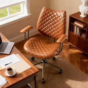 Home Office Desk Chair, Modern Sleek Office Chair with Adjustable Lumbar Support, Adjustable Height Executive Task Chair with 360 Rolling Swivel for Meeting Study Room(Mid Back, Brown) Home Office Desk Chair, Modern Sleek Office Chair with Adjustable Lumbar Support, Adjustable Height Executive Task Chair with 360 Rolling Swivel for Meeting Study Room(Mid Back, Brown)