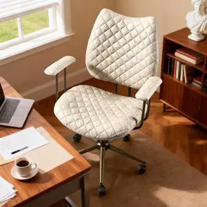 Home Office Desk Chair, Modern Sleek Office Chair with Adjustable Lumbar Support, Adjustable Height Executive Task Chair with 360 Rolling Swivel for Meeting Study Room(Mid Back, Beige) Home Office Desk Chair, Modern Sleek Office Chair with Adjustable Lumbar Support, Adjustable Height Executive Task Chair with 360 Rolling Swivel for Meeting Study Room(Mid Back, Beige)