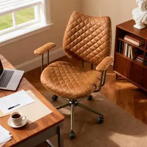 Home Office Desk Chair, Modern Sleek Office Chair with Adjustable Lumbar Support, Adjustable Height Executive Task Chair with 360 Rolling Swivel for Meeting Study Room(Mid Back,Light Brown) Home Office Desk Chair, Modern Sleek Office Chair with Adjustable Lumbar Support, Adjustable Height Executive Task Chair with 360 Rolling Swivel for Meeting Study Room(Mid Back,Light Brown)