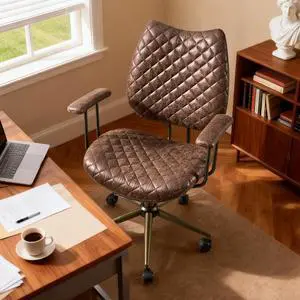 Home Office Desk Chair, Modern Sleek Office Chair with Adjustable Lumbar Support, Adjustable Height Executive Task Chair with 360 Rolling Swivel for Meeting Study Room(Mid Back, Dark Brown) Home Office Desk Chair, Modern Sleek Office Chair with Adjustable Lumbar Support, Adjustable Height Executive Task Chair with 360 Rolling Swivel for Meeting Study Room(Mid Back, Dark Brown)